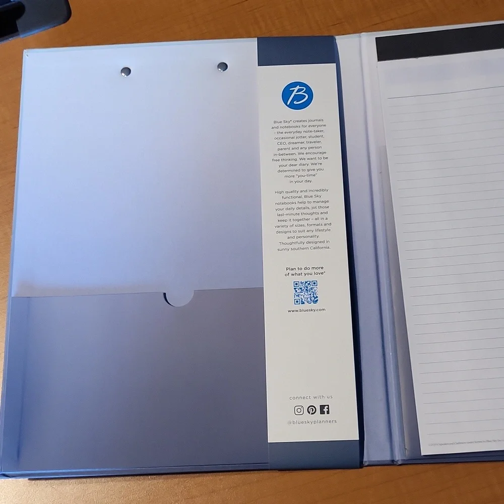NWT Blue Sky clipfolio  clipboard notepad.